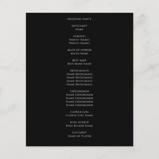 Budget Black Agate Gold Glitter Weddenprogramma (Achterkant)