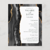 Budget Black Agate Gold Glitter Weddenprogramma (Voorkant)