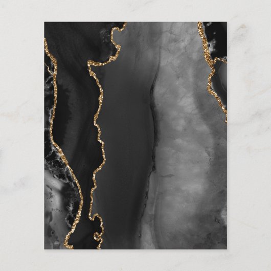 Budget Black Agate Gold Marble Wedding Uitnodiging (Achterkant)