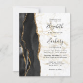 Budget Black Agate Gold Marble Wedding Uitnodiging (Voorkant)