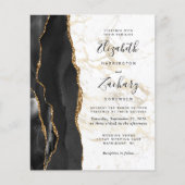 Budget Black Agate Gold Marble Wedding Uitnodiging (Voorkant)