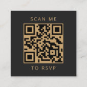 Budget Black Agate Gold Wedding QR Code RSVP Informatiekaartje (Achterkant)