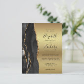 Budget Black Agate Goud Glam Trouw Uitnodiging (Staand voorkant)