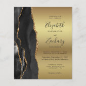 Budget Black Agate Goud Glam Trouw Uitnodiging (Voorkant)