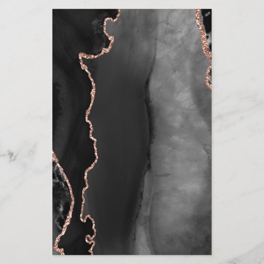 Budget Black Agate Roos Gold Weduwen Uitnodiging (Achterkant)