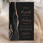 Budget Black Agate Roos Gold Weduwen Uitnodiging