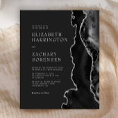 Budget Black Agate Silver Wedding Uitnodiging