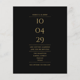 Budget Black and Gold Weduwdate Uitnodiging
