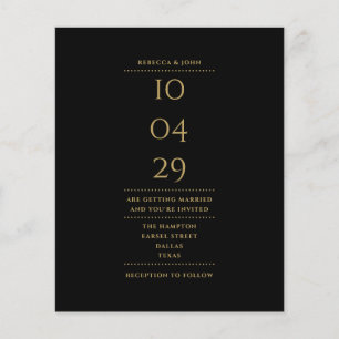 Budget Black and Gold Weduwdate Uitnodiging