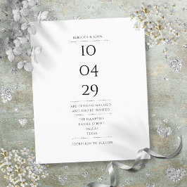Budget Black and White Date Wedding Invitation