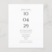 Budget Black and White Date Wedding Invitation (Voorkant)