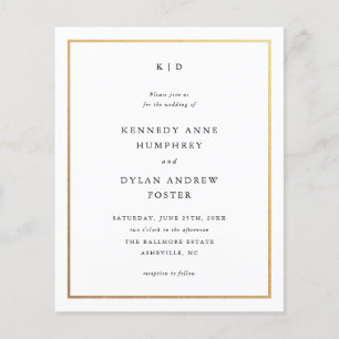 Budget Black and White Gold Wedding Invitations