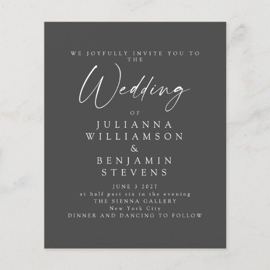 Budget Black and White Minimalist Script Wedding (Voorkant)