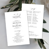 Budget black and white monogram wedding program