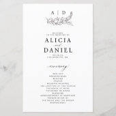 Budget black and white monogram wedding program (Voorkant)