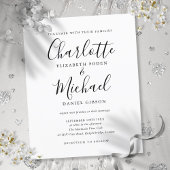 Budget Black and White Script Wedding Invitation