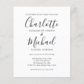 Budget Black and White Script Wedding Invitation (Voorkant)