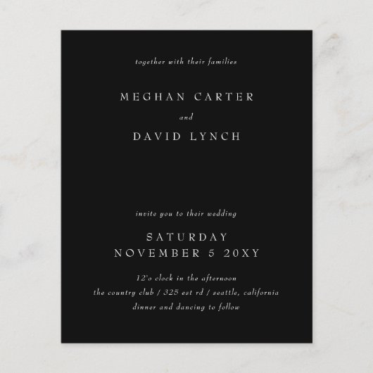 Budget Black and White Wedding Invitation (Voorkant)