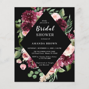 Budget Black Boho Floral Bridal Shower