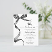 Budget Black Bow 50 & Fabulous Verjaardag Uitnodig (Staand voorkant)