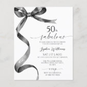 Budget Black Bow 50 & Fabulous Verjaardag Uitnodig (Voorkant)