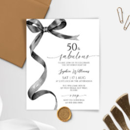 Budget Black Bow 50 & Fabulous Verjaardag Uitnodig