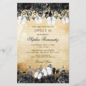 Budget Black Butterfly Sweet 16 Uitnodiging (Voorkant)
