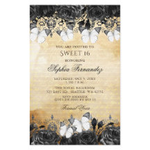 Budget Black Butterfly Sweet 16 Uitnodiging