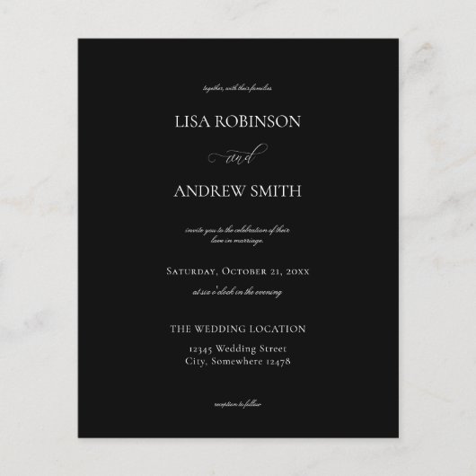 Budget Black Calligraphy Wedding Flyer (Voorkant)