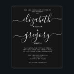 Budget Black Calligraphy Wedding Invitation<br><div class="desc">Uitnodigingen voor budgetbindingen met zwarte en witte kalligrafie</div>