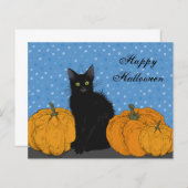 BUDGET Black Cat and Pumpkins Halloween Kaart (Voorkant / Achterkant)