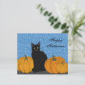 BUDGET Black Cat and Pumpkins Halloween Kaart (Staand voorkant)