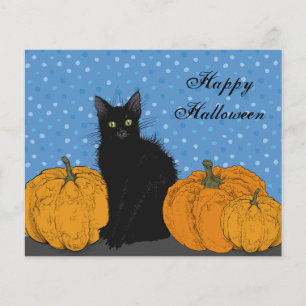 BUDGET Black Cat and Pumpkins Halloween Kaart