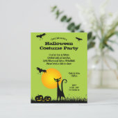 Budget Black Cat Halloween-uitnodigingen (Staand voorkant)