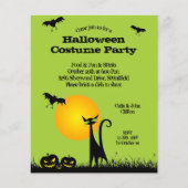 Budget Black Cat Halloween-uitnodigingen (Voorkant)