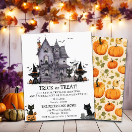 Budget Black Cats Trick or treat Kinder Uitnodigin