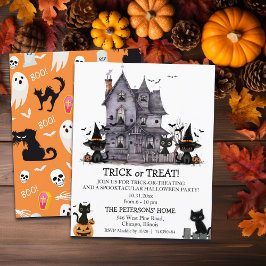 Budget Black Cats Trick or treat Kinder Uitnodigin