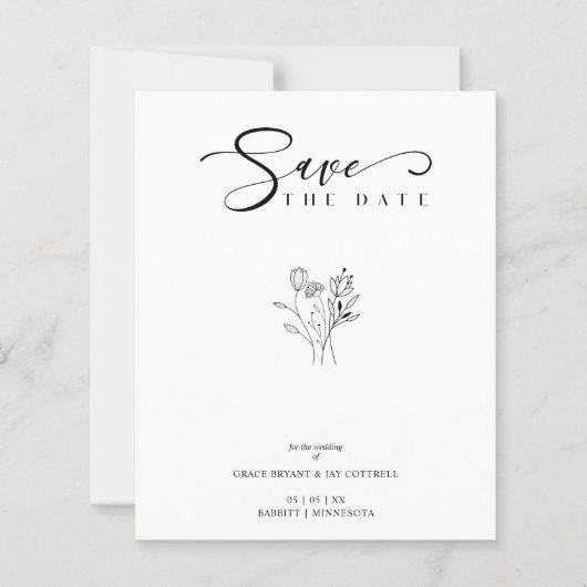 Budget Black Chic Trendy Wedding Wildflowers (Voorkant)