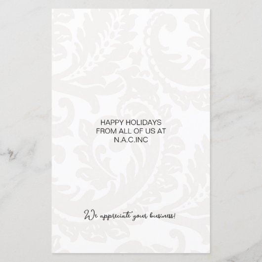 Budget Black Damask-kerstboomfeestkaart (Achterkant)