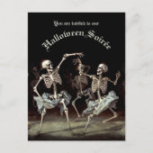 Budget Black Death Dancing Skeletons Halloween Uitnodiging Briefkaart (Voorkant)