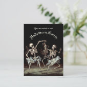 Budget Black Death Dancing Skeletons Halloween Uitnodiging Briefkaart (Staand voorkant)