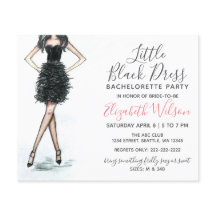 Budget Black Dress Bachelorette Party Uitnodiging