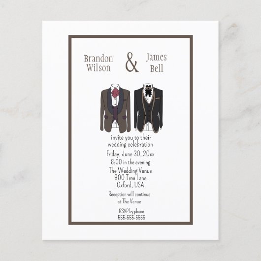 BUDGET Black en Brown Gay Couple Weddenschap Flyer (Voorkant)