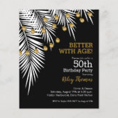 Budget Black en Gold 50th Birthday-uitnodigingen (Voorkant)