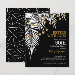 Budget Black en Gold 50th Birthday-uitnodigingen