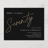 Budget Black en Gold 70th Birthday Uitnodiging (Voorkant)