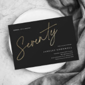 Budget Black en Gold 70th Birthday Uitnodiging