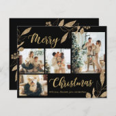 Budget Black en Gold Photo Collage-kerstkaart (Voorkant / Achterkant)