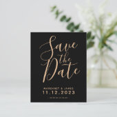 BUDGET Black en Gold Save the Date Weduwite Invite (Staand voorkant)