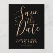 BUDGET Black en Gold Save the Date Weduwite Invite (Voorkant)